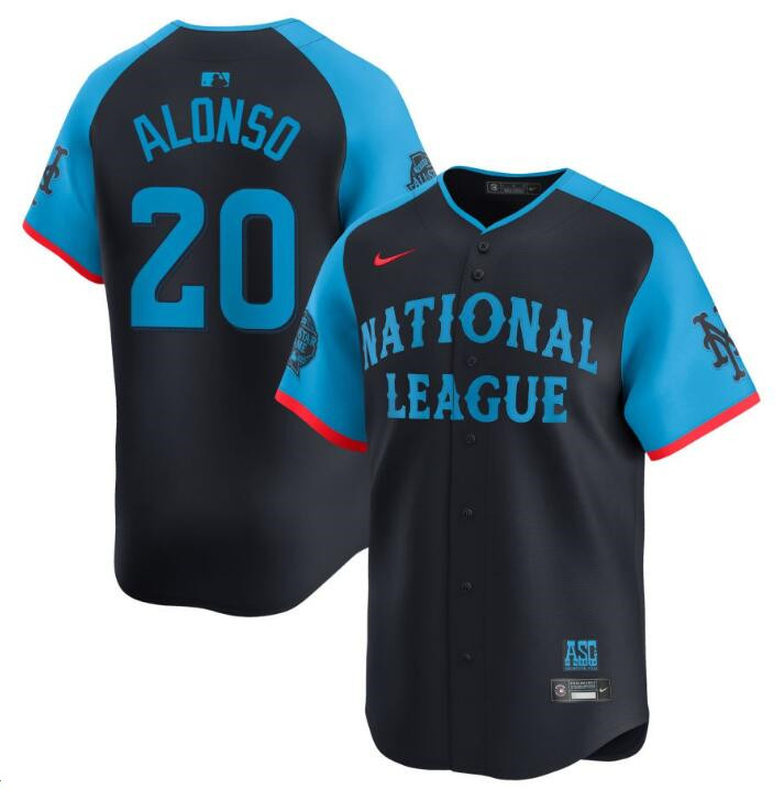 Men's National League #20 Pete Alonso Navy 2024 All-Star Limited Stitched Baseball Jersey Men's National League #20 Pete Alonso Navy 2024 All-Star Limited Stitched Baseball Jersey